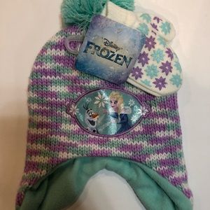FROZEN Knit hat set with mittens - girls OSFM- NWT